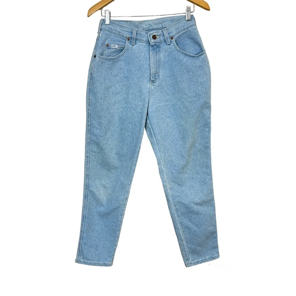 Vintage Lee‎ Blue Light Wash Jeans High Rise Mom Relaxed Straight Women’s Sz 8